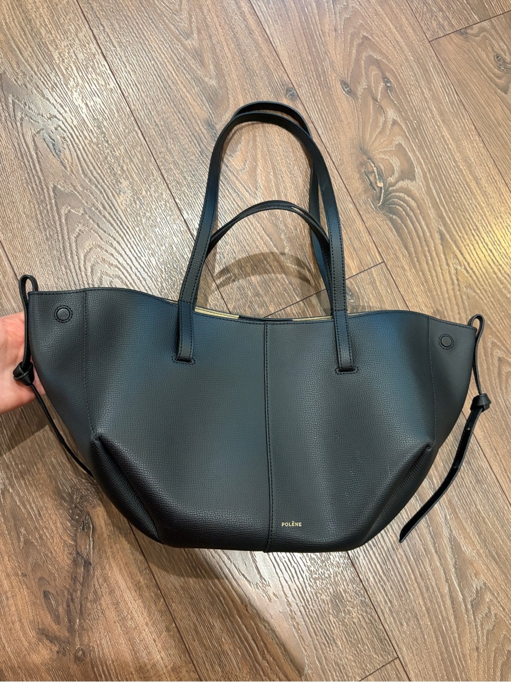 Polène Cyme Mini Black Leather Tote + Pouch & Dust Bag
